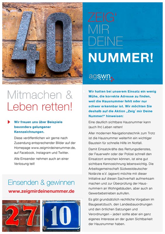 Flyer der Aktion "Zeig' mir Deine Nummer!"